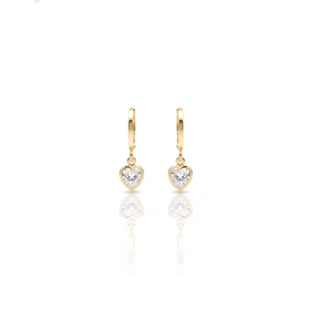 Brinco tranqueta coração zirconia 6x6 Brinco tranqueta coração zirconia 6x6